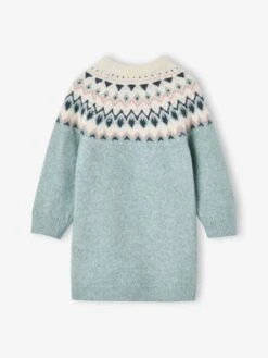 Robe Jacquard En Tricot Fille - Rose Poudré -Vertbaudet Soldes Boutique robe jacquard en tricot fille 6