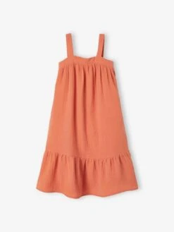 Robe Longue En Gaze De Coton Fille - Orange