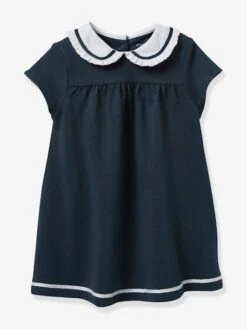 Cyrillus Robe Maille Piquée Bébé En Coton Bio - Bleu Ardoise