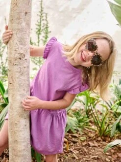 Robe Manches à Volant Fille - Rose -Vertbaudet Soldes Boutique robe manches a volant fille 5