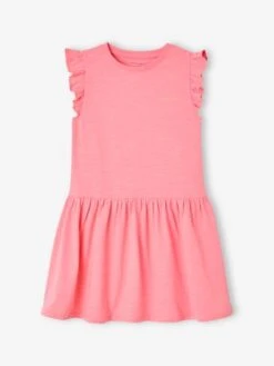 Robe Manches à Volant Fille - Rose -Vertbaudet Soldes Boutique robe manches a volant fille 7