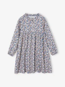 Robe Motif All Over Ouverture Boutonnée Devant - Indigo -Vertbaudet Soldes Boutique robe motif all over ouverture boutonnee devant 46