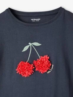 Robe Motif Fantaisie En Relief Fille - Marine -Vertbaudet Soldes Boutique robe motif fantaisie en relief fille 7