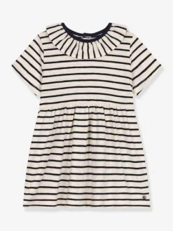 PETIT BATEAU Robe Rayée Bébé - Beige Chiné