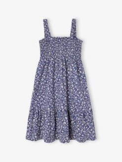 Robe Smockée à Bretelles Fille - Indigo