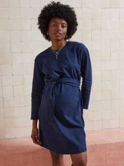 Robe Sweat Courte De Grossesse En Molleton - Marine -Vertbaudet Soldes Boutique robe sweat courte de grossesse en molleton 2
