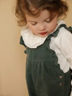 Salopette à Volants Bébé En Velours - Prune -Vertbaudet Soldes Boutique salopette a volants bebe en velours 17