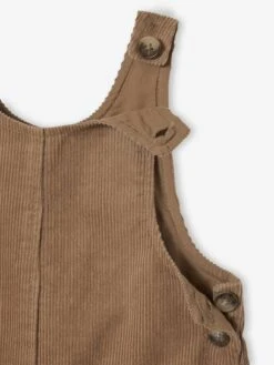 Salopette Courte Bébé En Velours Côtelé - Noix De Pécan -Vertbaudet Soldes Boutique salopette courte bebe en velours cotele 3