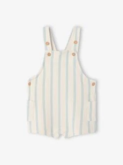 Salopette Courte Imprimée En Molleton Bébé - Rayé Bleu