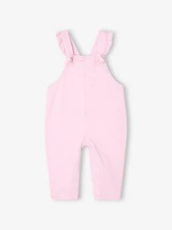 Salopette En Sergé Bébé à Volants - Rose Poudré