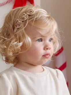 Serre-tête C½urs à Sequins Fille - Or -Vertbaudet Soldes Boutique serre tete curs a sequins fille 2