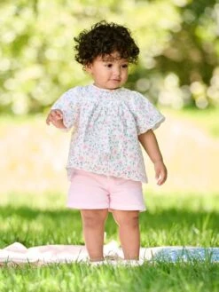 Short Bébé Avec Sa Ceinture Fleurie - Lilas