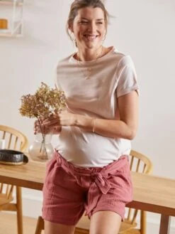 Short De Grossesse En Gaze De Coton - Terracotta -Vertbaudet Soldes Boutique short de grossesse en gaze de coton 2