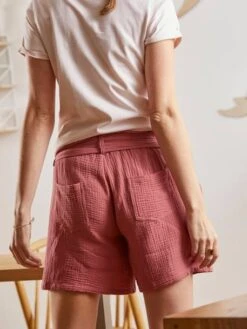 Short De Grossesse En Gaze De Coton - Terracotta -Vertbaudet Soldes Boutique short de grossesse en gaze de coton 4
