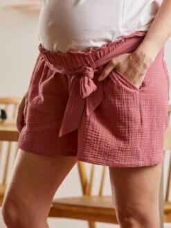 Short De Grossesse En Gaze De Coton - Terracotta -Vertbaudet Soldes Boutique short de grossesse en gaze de coton 5