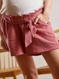 Short De Grossesse En Gaze De Coton - Terracotta -Vertbaudet Soldes Boutique short de grossesse en gaze de coton 7
