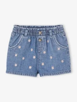 Short En Denim Brodé Bébé - Stone -Vertbaudet Soldes Boutique short en denim brode bebe 3