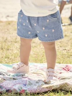 Short En Denim Brodé Bébé - Stone -Vertbaudet Soldes Boutique short en denim brode bebe 6