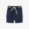 Short En Lin Et Coton Bébé - Bleu Nuit -Vertbaudet Soldes Boutique short en lin et coton bebe