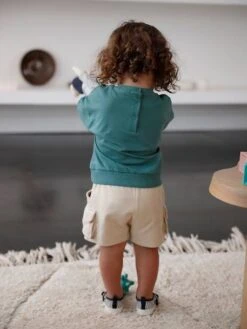 Short Style Battle Bébé En Molleton Texturé - Kaki -Vertbaudet Soldes Boutique short style battle bebe en molleton texture 17