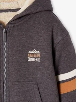 Sweat à Capuche Zippé Garçon Doublé Sherpa - Anthracite 12 Sweat à Capuche Zippé Garçon Doublé Sherpa - Anthracite -Vertbaudet Soldes Boutique sweat a capuche zippe garcon double sherpa 22
