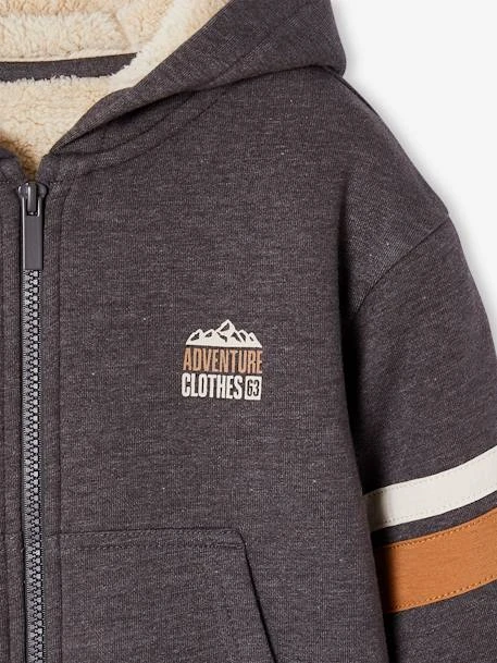 Sweat à Capuche Zippé Garçon Doublé Sherpa - Anthracite 3 Sweat à Capuche Zippé Garçon Doublé Sherpa - Anthracite – Image 3