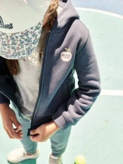 Sweat à Capuche Zippé Sport Basics Fille. - Bleu