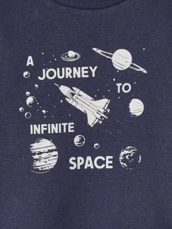 Sweat Col Rond Print Placé Garçon - Bleu Nuit -Vertbaudet Soldes Boutique sweat col rond print place garcon 32