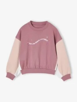Sweat Colorblock Sport Fille - Vieux Rose