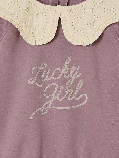 Sweat Fille Col Brodé Message Flock Velours - Rouge 3 Sweat Fille Col Brodé Message Flock Velours - Rouge – Image 3