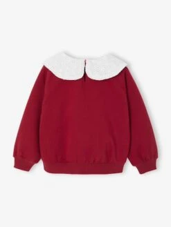 Sweat Fille Col Brodé Message Flock Velours - Rouge 16 Sweat Fille Col Brodé Message Flock Velours - Rouge -Vertbaudet Soldes Boutique sweat fille col brode message flock velours 16