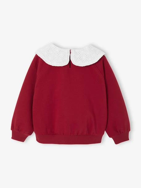 Sweat Fille Col Brodé Message Flock Velours - Rouge 7 Sweat Fille Col Brodé Message Flock Velours - Rouge – Image 7