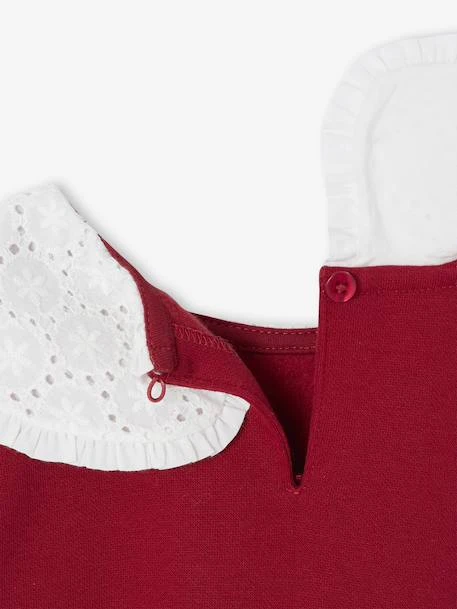 Sweat Fille Col Brodé Message Flock Velours - Rouge 9 Sweat Fille Col Brodé Message Flock Velours - Rouge – Image 9