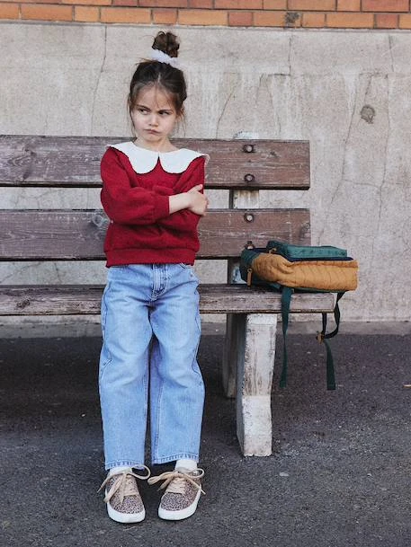 Sweat Fille Col Brodé Message Flock Velours - Rouge 10 Sweat Fille Col Brodé Message Flock Velours - Rouge – Image 10