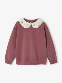 Sweat Fille Col Fantaisie En Macramé - Anthracite -Vertbaudet Soldes Boutique sweat fille col fantaisie en macrame 15
