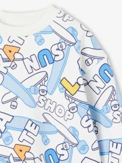 Sweat Imprimé Skate - Blanc Imprimé 8 Sweat Imprimé Skate - Blanc Imprimé -Vertbaudet Soldes Boutique sweat imprime skate 3