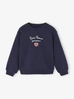 Sweat Motif Placé Fille - Vert De Gris