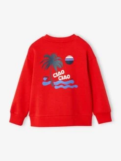 Sweat Motif Vacances Au Dos Garçon - Rouge -Vertbaudet Soldes Boutique sweat motif vacances au dos garcon 1
