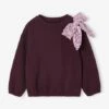 Sweat Noeud En Sequins Fille - Prune