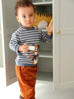 Sweat Rayé En Molleton Bébé - Caramel -Vertbaudet Soldes Boutique sweat raye en molleton bebe 72