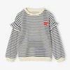 Sweat Rayé Fille Manches à Volants - Vieux Rose -Vertbaudet Soldes Boutique sweat raye fille manches a volants 12