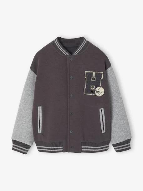 Sweat Style Teddy En Molleton Garçon Badge En Bouclettes. - Anthracite 1 Sweat Style Teddy En Molleton Garçon Badge En Bouclettes. - Anthracite