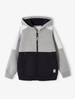 Sweat Zippé à Capuche Effet Colorblock Sport Garçon - Kaki -Vertbaudet Soldes Boutique sweat zippe a capuche effet colorblock sport garcon 44