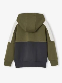 Sweat Zippé à Capuche Effet Colorblock Sport Garçon - Kaki -Vertbaudet Soldes Boutique sweat zippe a capuche effet colorblock sport garcon 49