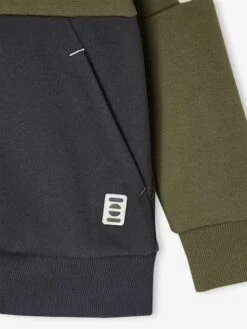 Sweat Zippé à Capuche Effet Colorblock Sport Garçon - Kaki -Vertbaudet Soldes Boutique sweat zippe a capuche effet colorblock sport garcon 51