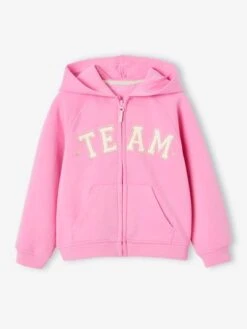 Sweat Zippé à Capuche Motif "Team" Sport Fille - Marine -Vertbaudet Soldes Boutique sweat zippe a capuche motif team sport fille 17