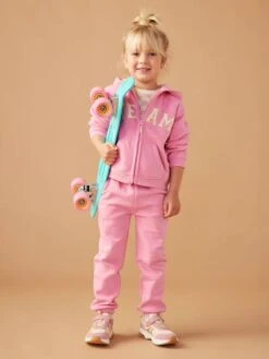 Sweat Zippé à Capuche Motif "Team" Sport Fille - Rose Bonbon -Vertbaudet Soldes Boutique sweat zippe a capuche motif team sport fille 3