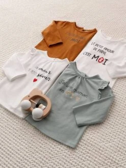 T-shirt à Message Bébé Manches Longues - Blanc -Vertbaudet Soldes Boutique t shirt a message bebe manches longues 3