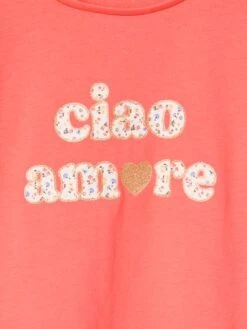 T-shirt à Message Motifs Fleurs Fille - Corail -Vertbaudet Soldes Boutique t shirt a message motifs fleurs fille 46