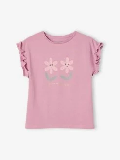 T-shirt à Motif Irisé Fille Manches Courtes Volantées - Marine -Vertbaudet Soldes Boutique t shirt a motif irise fille manches courtes volantees 29
